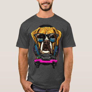 Camiseta Jogo de Vídeo de Cachorro Boxeiro Alemão Joga Joga