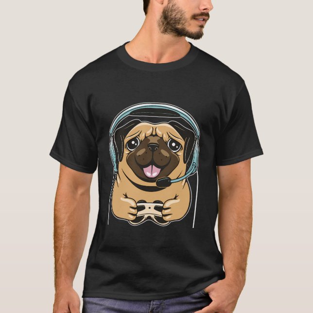 Camiseta Jogo de Vídeo de Cachorro de Jogos Fofo para Compu (Frente)