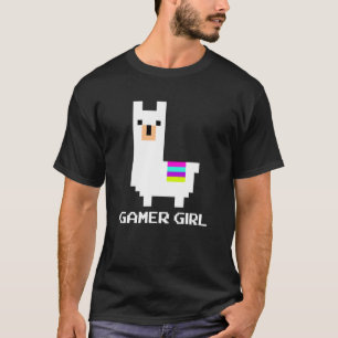 Camiseta Jogo De Vídeo De Gamer Cute Alpaca Llama 8 Bits Le
