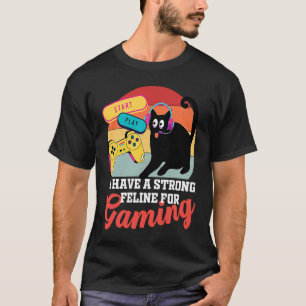 Camiseta Jogo de vídeo de gato felino para jogadores homens