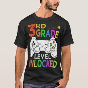 Camiseta Jogo de vídeo desbloqueado de nível 3º volta à esc