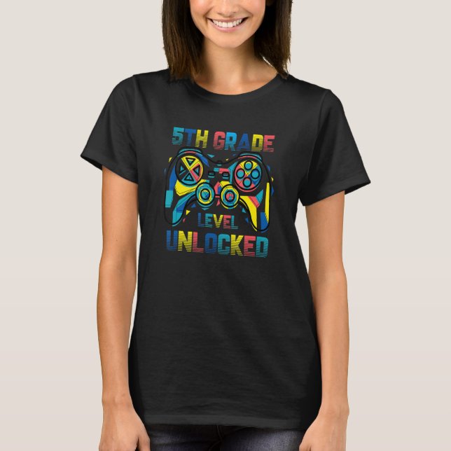 Camiseta Jogo De Vídeo Desbloqueado De Nível 5 (Frente)