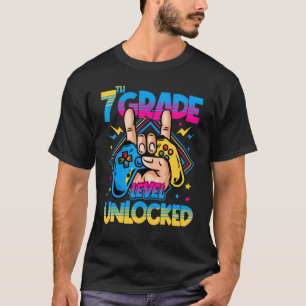 Camiseta Jogo de vídeo desbloqueado de nível 7 Colorido