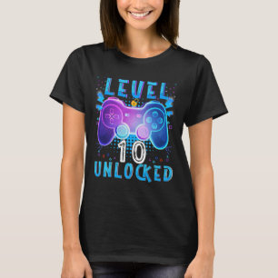Camiseta Jogo de Vídeo Desbloqueado do Nível 10 10º Anivers