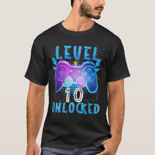 Camiseta Jogo de Vídeo Desbloqueado do Nível 10 10º Anivers