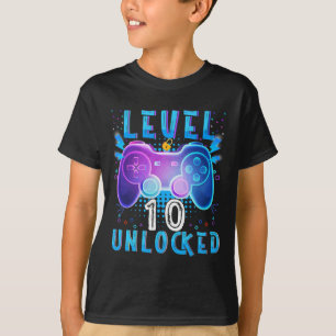 Camiseta Jogo de Vídeo Desbloqueado do Nível 10 10º Anivers