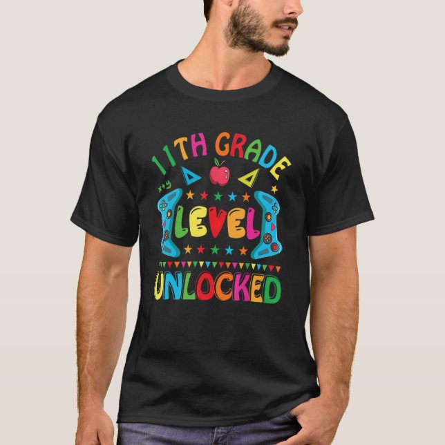 Camiseta Jogo de Vídeo Desbloqueado do Nível 11 Voltar a S (Frente)