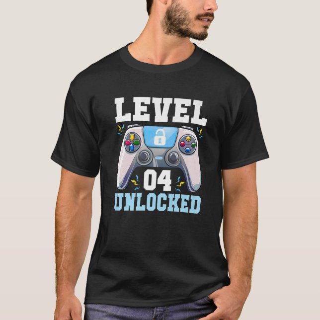 Camiseta Jogo De Vídeo Desbloqueado Do Nível 4 (Frente)