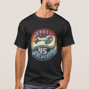 Camiseta Jogo de Vídeo Desbloqueado do Nível 45 Jogador de 