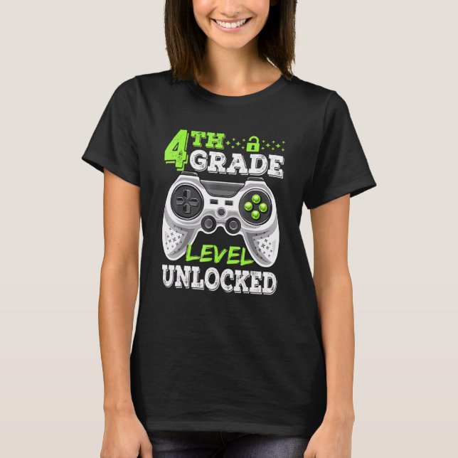 Camiseta Jogo De Vídeo Desbloqueado Do Nível 4 De Volta À E (Frente)