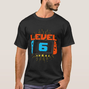 Camiseta Jogo De Vídeo Desbloqueado Do Nível 6 De Aniversár