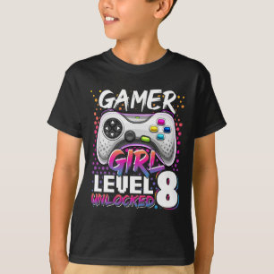 Camiseta Jogo de Vídeo Desbloqueado Nível 8 8º Presente de