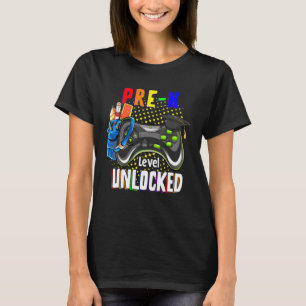 Camiseta Jogo De Vídeo Desbloqueado No Nível Pré-K Volta Pa