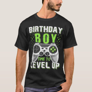 Camiseta Jogo de Vídeo do Birthday Boy Level Up