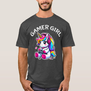 Camiseta Jogo de vídeo fofo Unicórnio de jogos Gamer Menina