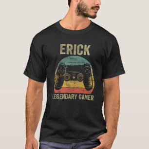 Camiseta Jogo de Vídeo Legendário do Gamer Erick Name Perso