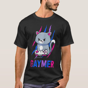 Camiseta Jogo de vídeo LGBT do Orgulho do Geek Gaymer Biseu