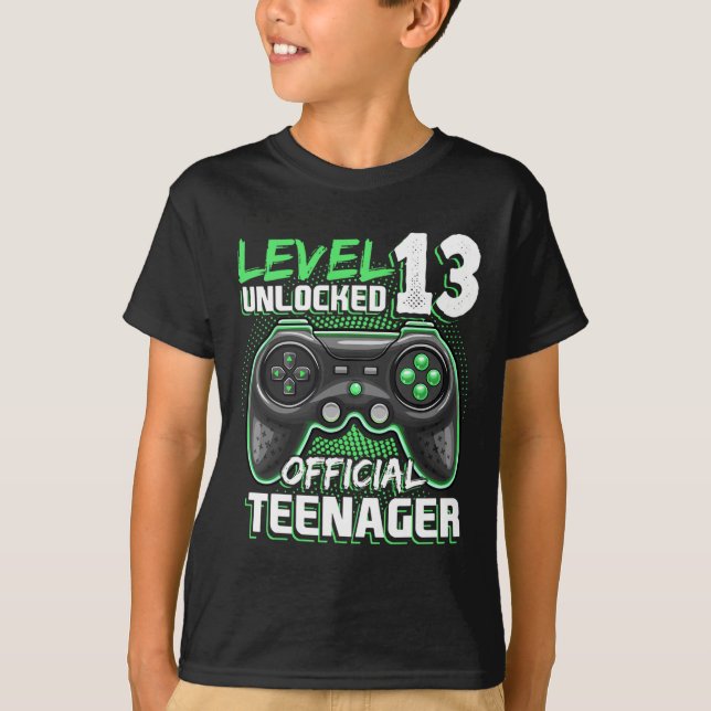 Camiseta Jogo de vídeo oficial do adolescente 13t desbloque (Frente)