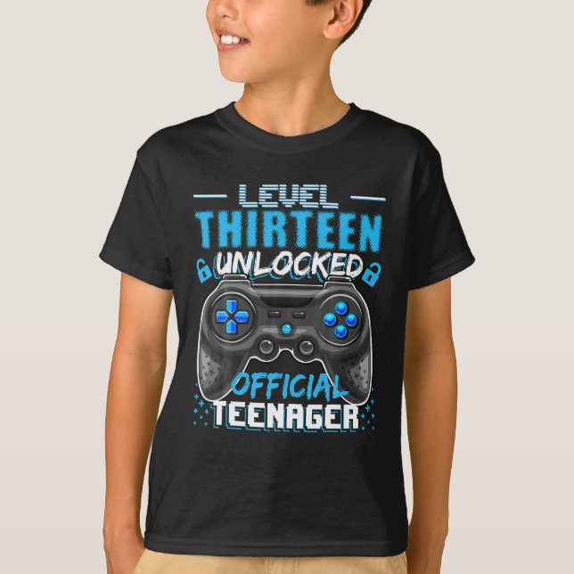 Camiseta Jogo de vídeo oficial do adolescente do nível 13 d (Frente)