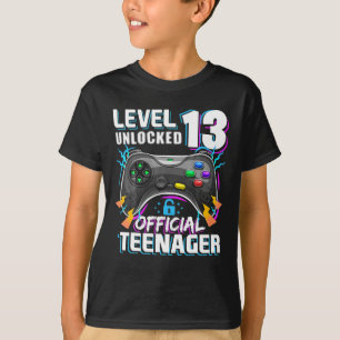 Camiseta Jogo de vídeo oficial do adolescente do nível 13 d