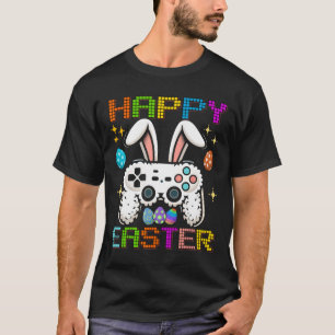Camiseta Jogo de Vídeo Ovos Coelhinhos Páscoa Boinas