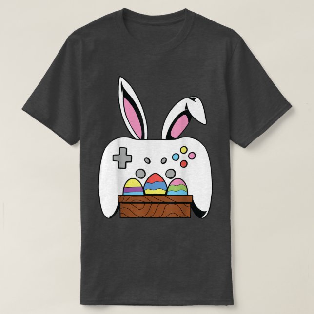 Camiseta Jogo de Vídeo Ovos Coelhinhos Páscoa Boinas (Frente do Design)