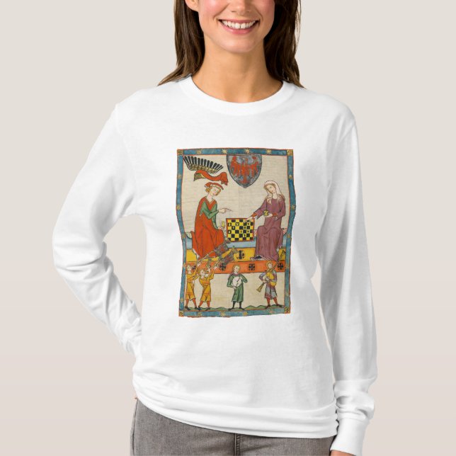 Camiseta Jogo de Xadrez do Codex Manesse do Século XIV (Frente)