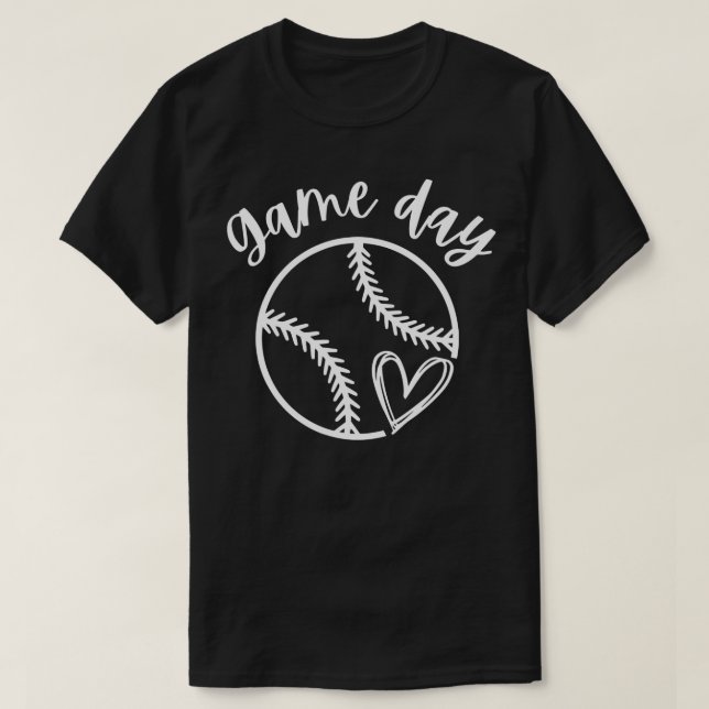 Camiseta Jogo Dia de Softball Heart Love Womens ou Girls Ba (Frente do Design)