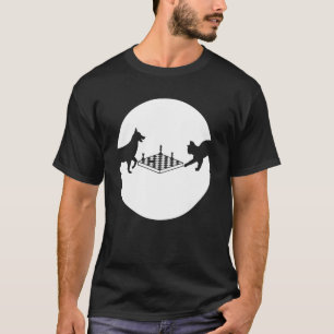 Camiseta Jogo do Conselho do Jogador de Xadrez vs. Gato do