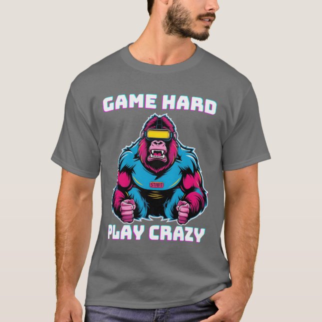 Camiseta Jogo Duro Jogue Gamer Louco (Frente)