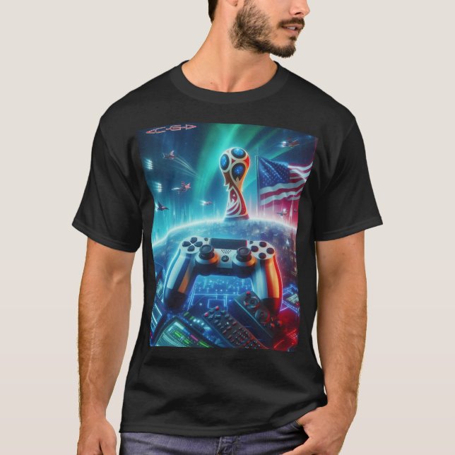 Camiseta Jogo eletrônico EUA no espaço sideral (Frente)