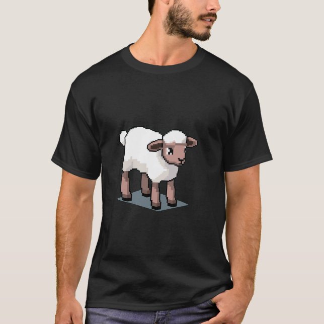 Camiseta Jogo em Estilo Retro 32 bits Arte Pixel Cordeiro (Frente)