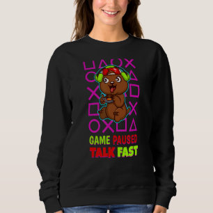 Camiseta Jogo em Pausa Conversa Rápida Jogo Jogador de Víde
