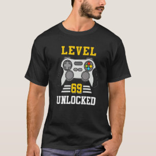 Camiseta Jogo Engraçado de Vídeo do Nível 69 Desbloqueado 6