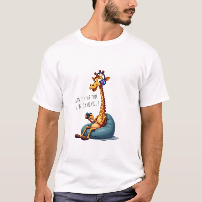 Camiseta Jogo Engraçado Gamer Giraffe Jogos Para Jogo De Ho (Frente)