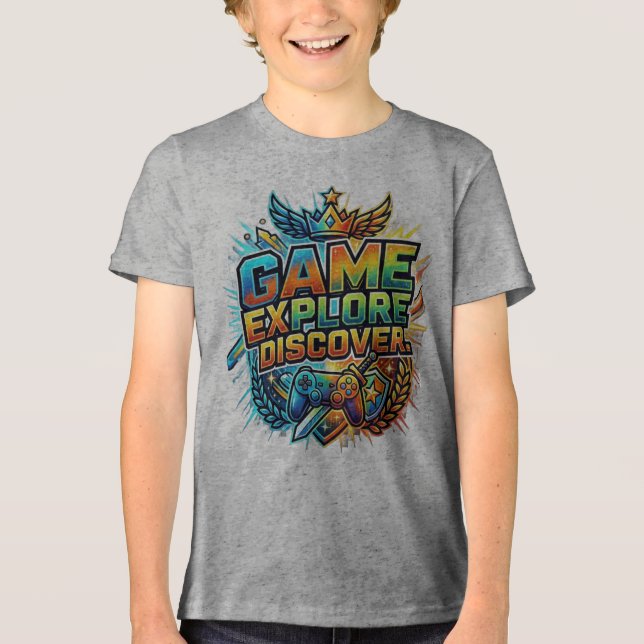 Camiseta Jogo, Explorar, Descobrir (Frente)