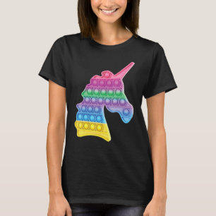 Camiseta Jogo Fidget pop Jogo Unicórnio Arco-Íris Colorido 