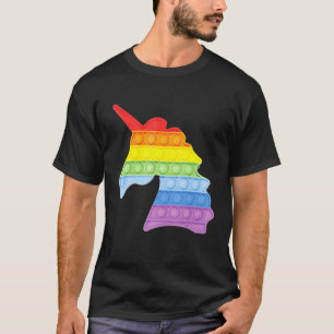 Camiseta Jogo Fidget pop Jogo Unicórnio Arco-Íris Colorido