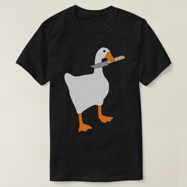 Camiseta Jogo ganso sem título, Ganso com Faca, Animal, Goo (Frente do Design)