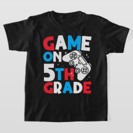 Camiseta Jogo Iniciado 5º Ano Menino Engraçado de Aniversár