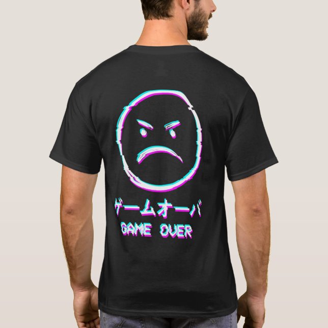 Camiseta Jogo Japonês Sobre O Vaporwave Aesético Angry (Verso)