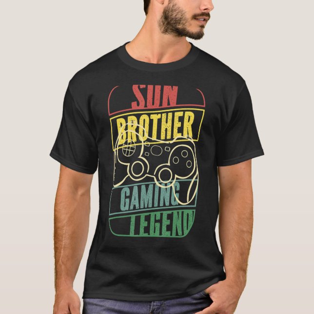 Camiseta Jogo Jogador de Vídeo Irmão Retro Son Gamin (Frente)
