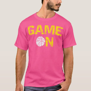 Camiseta Jogo no Basquete Azul Amarelo Dourado Coluna