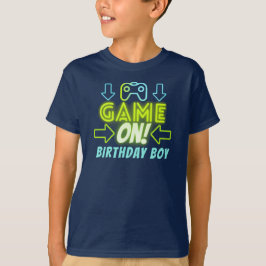 Camiseta Jogo No Neon Glow Video Gaming Birthday Boy Party
