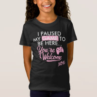Jogo Pausado Pastel Rosa Menino Slogan Gamer Girl