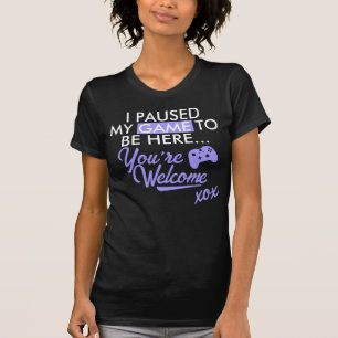 Camiseta Jogo Pausado Slogan Sarcástico Roxo