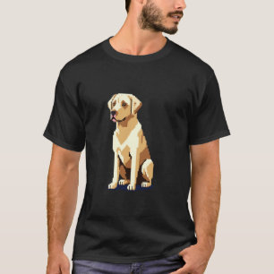 Camiseta Jogo Retro de Estilo 32-bit Arte Pixel Labrador Re