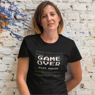 Camiseta Jogo sobre Texto do Pixel do Jogador Retroativo