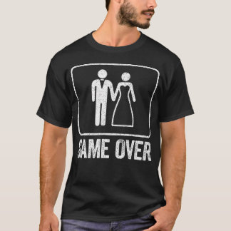 Camiseta Jogo Terminado Casamento Engraçado Homens Solteirã