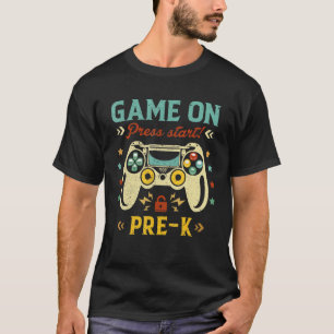Camiseta Jogo Vintage Na Imprensa Iniciar Pré-K Voltar À Es